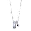 THE KISS Cut Ring Silver Necklace 50cm 2025-01N - Adjustable Clasp At -5cm & -10cm, Simple Design