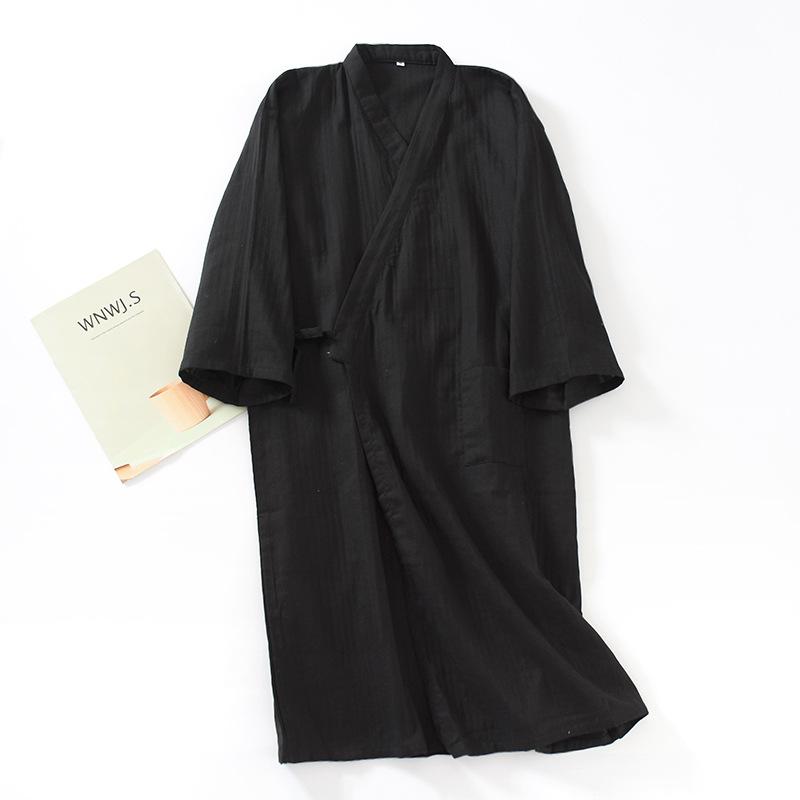 Halat de baie din bumbac cu textură de tifon, stil japonez, pentru bărbați, mărime mare, Rochie de noapte Kimono, Sezon primăvară-vară, Pijamale subțiri, Yukata cu șireturi, Transpirație