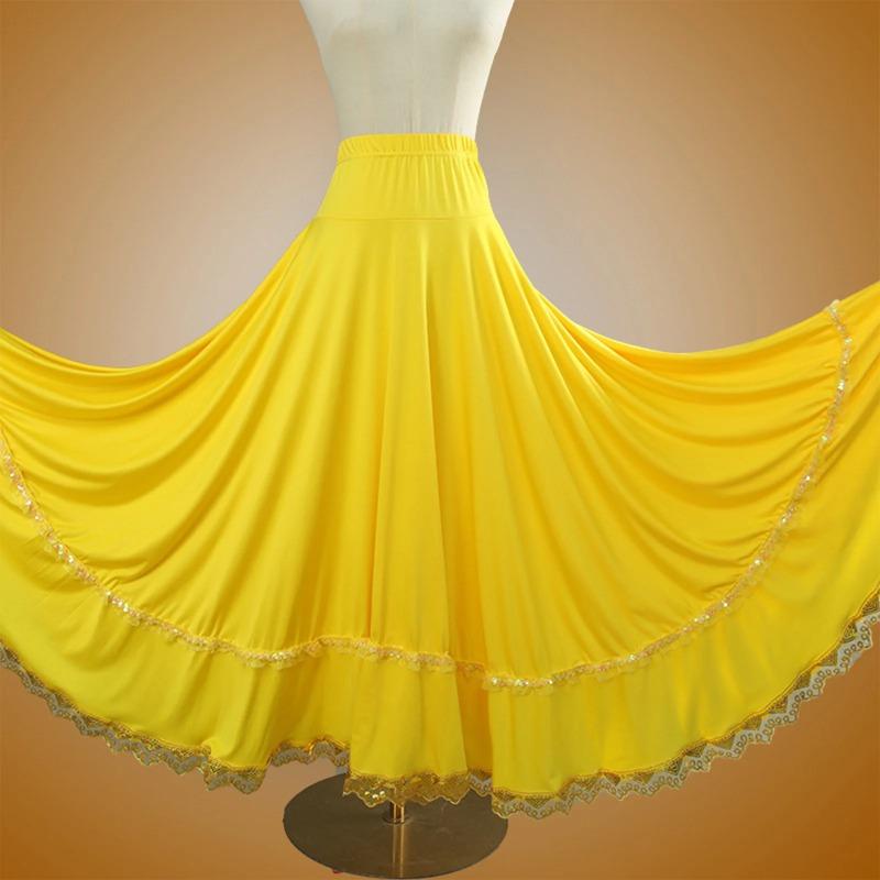 Damen Standard Flamenco Tanzröcke Lyrische Standard Fließende Maxiröcke Ballett Klassisch Ethnische Tanzaufführung Kostüme