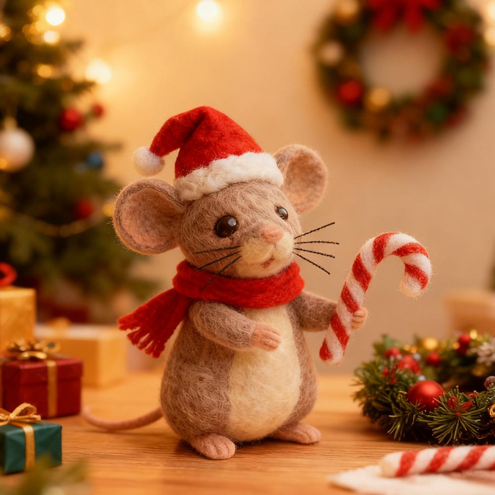 8cm Handmade Felt Mouse Ornaments For Christmas, Festival Atmosphere Decoration Props, Cute, Fun, And Festive Gifts