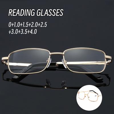 Metal Square Frame Reading Glasses High Definition Anti Blue Light Presbyopia Glasses Vintage Far Sight Eyewear 0 To +4.0