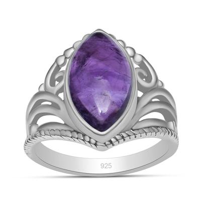 Bagues de déclaration en chevron en forme de V en argent sterling 925 avec améthyste naturelle pour femmes et filles