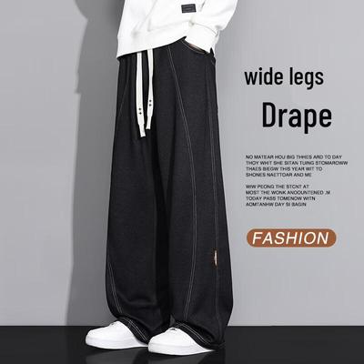 FARUISHI Men's Summer Loose Straight Wide-Leg Jeans