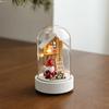 Christmas Dome Glass Ornament LED Light Up Reindeer Christmas Tree Little Church in Cloche Tabletop Decoration for Indoor Room Desktop Decor