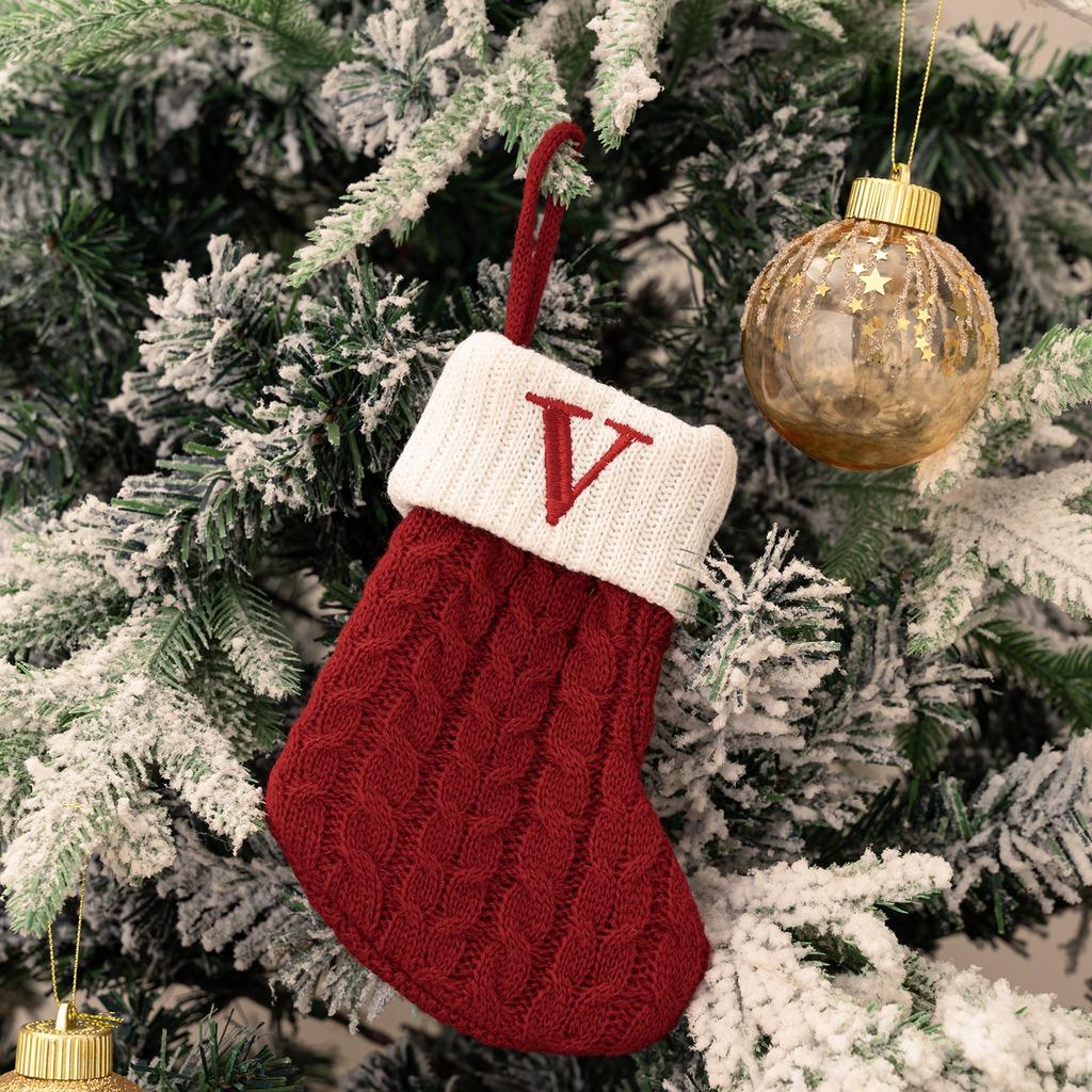 Snowflake Stocking Embroidered Paw Print Stocking Holiday Home Decor Ivory Christmas Stocking Ornament For Gift Wrapping Holiday
