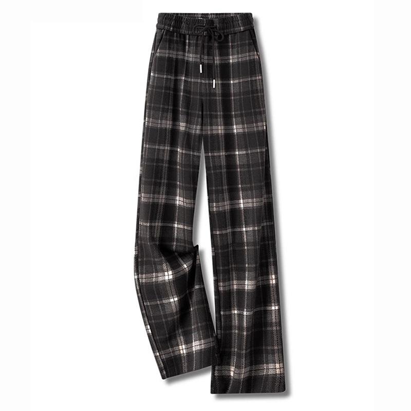 

Autumn 2024 Plaid High-Waisted Slimming Loose Straight-Leg Pants 27