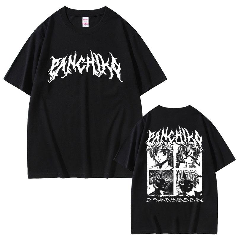 

Лето 2025 Рок-группа Panchiko DEATHMETAL Альбом Двусторонняя Печать Футболка Мужская Ретро Свободная Футболка Повседневная Хлопковая Футболка S