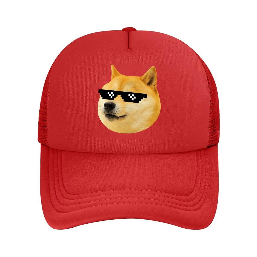Doge Shiba Inu Meme Sunglasses Graph Mesh Baseball Cap For Womens Unisex FeUnisex Beach Dad Hat Hip Hop