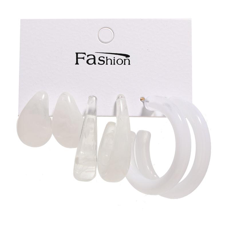 Colorful Resin Earrings Set  Pearl Hoop Candy Color Metal Mix Match 2024 New Style for Women Wedding Party Earrings