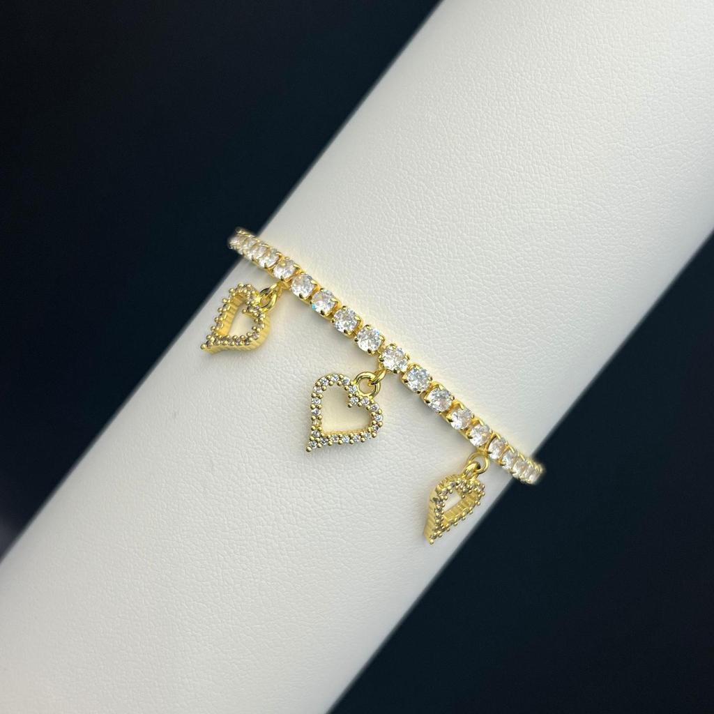 Full Diamond Cherry Zircon Bracelet Heart Crown Pendant - European & American Luxury Fashion