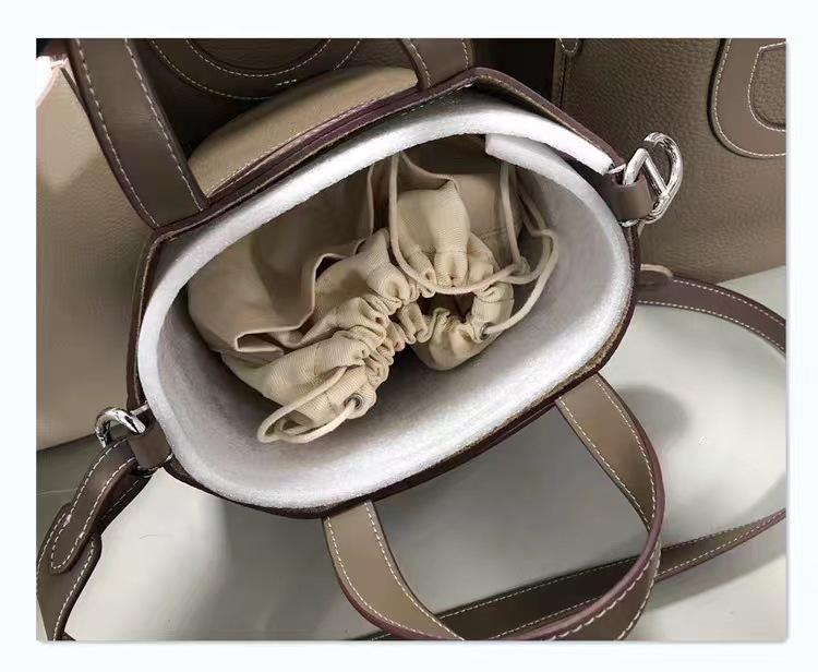 Luxury Women's Cowhide Basket Bucket Bag