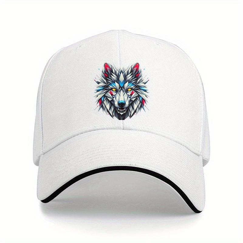 Geometrische Wolfskopf Baseballkappe Baumwolle Verstellbar Lässig Outdoor Sport Papa Hut Unisex