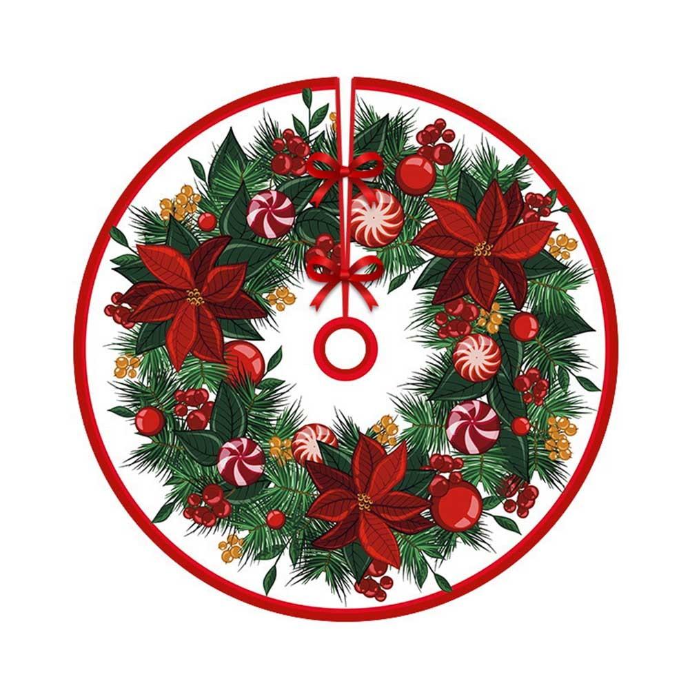 Cartoon Print Christmas Tree Skirt Festive Decorations