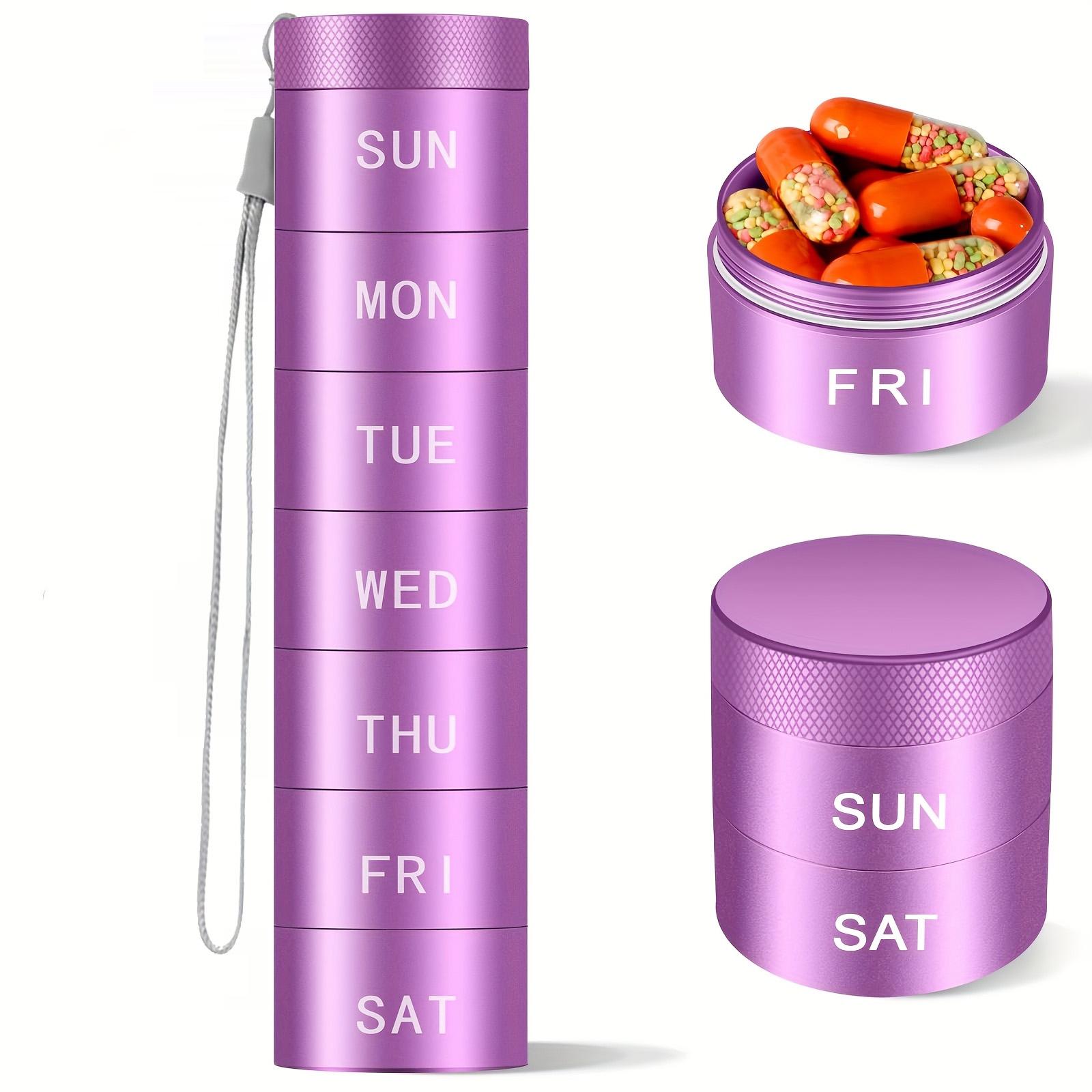 

Aluminium Travel Pill Organizer,Weekly Metal Pill Case,Pill Holder, Moisture Proof Waterproof Daily Pill Box 7 Day фиолетовый