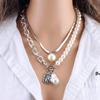 1 Pezzo Moda Donna Collane con Ciondoli di Perle a 2 Strati Collana con Catena a Serpente in Metallo Gioielli Nuovo Design Regalo