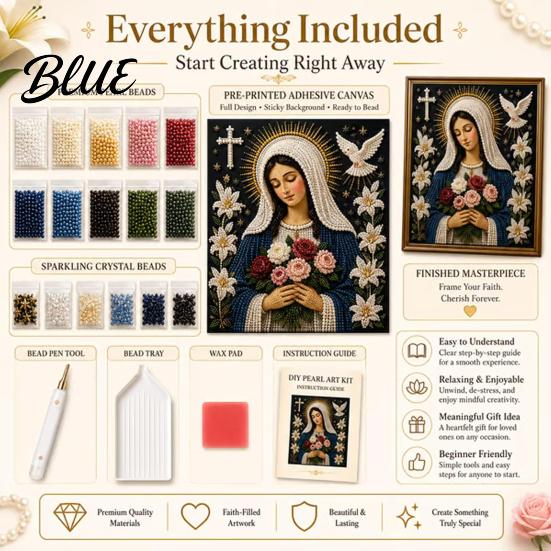 Pearl Painting Kit Sentimental Present DIY Faux Virgin Mary Faith Kit Art Religious Craft Set