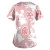 Women Fashion Easter Print V-neck Short Sleeve Workwear With Pockets Tops