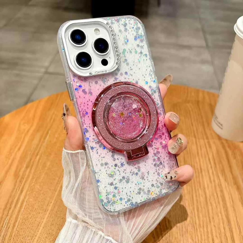 The Apple 16 Phone Case 13 Water Diamond Starry Sky Luxurious and High-end Feel Is Suitable for The 15pro Sand Glitter Stand