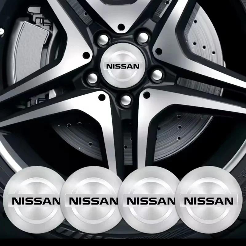 CNENFU1 4Pcs/Set Car Styling Aluminum Metal Wheel Center Hub Caps Badge Sticker For Nissan X-trail RogueQashqai Sport RogueAltima Versa