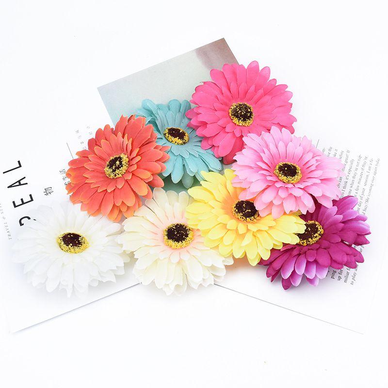 50/100 Stück Künstliche Blume Seiden-Gerbera Blume Wand Hochzeit Braut Accessoires Ausverkauf Scrapbooking Heimdekoration DIY Geschenke Box
