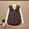 Womens Lightweight Puffer Vest With Detachable Knit Hood Loose Sleeveless Cotton-Padded Gilet Fall Winter