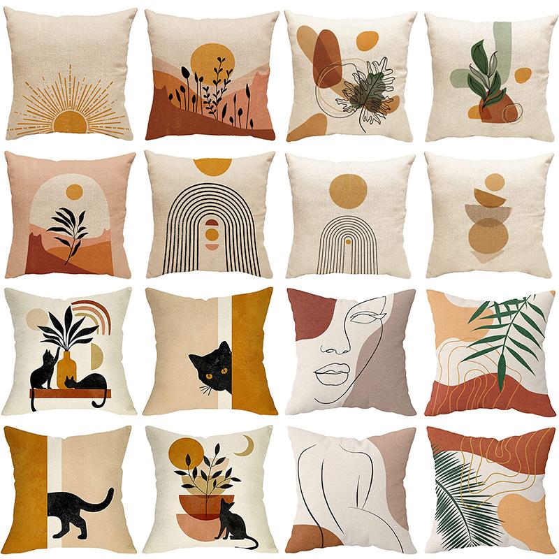 Abstract Pillowcase Sunset Sunrise Line Modern Art Minimalist Living Room Sofa Bay Window Pillow Geometry