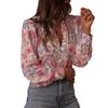 Nuova Blusa Camicia Elegante Stampata a Maniche Lunghe da Donna Top Casual per Europei Americani