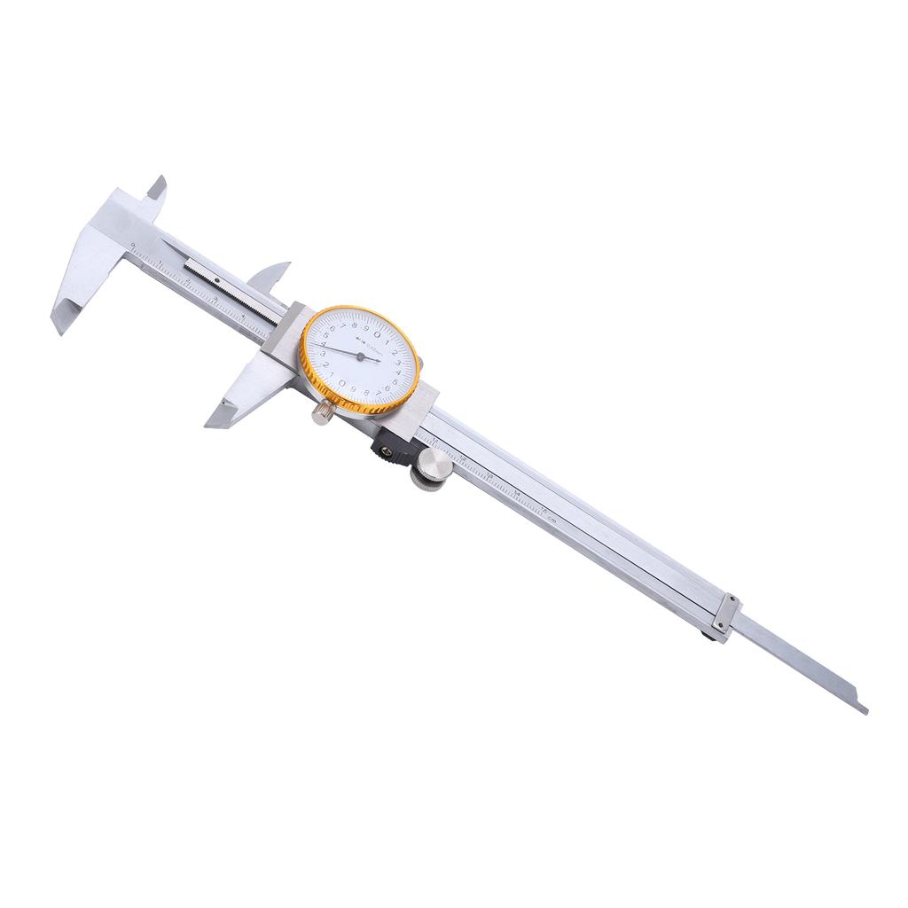 0150mm Dial Caliper Steel ShockProof Adjustable Vernier Caliper with Depth Rod Silver