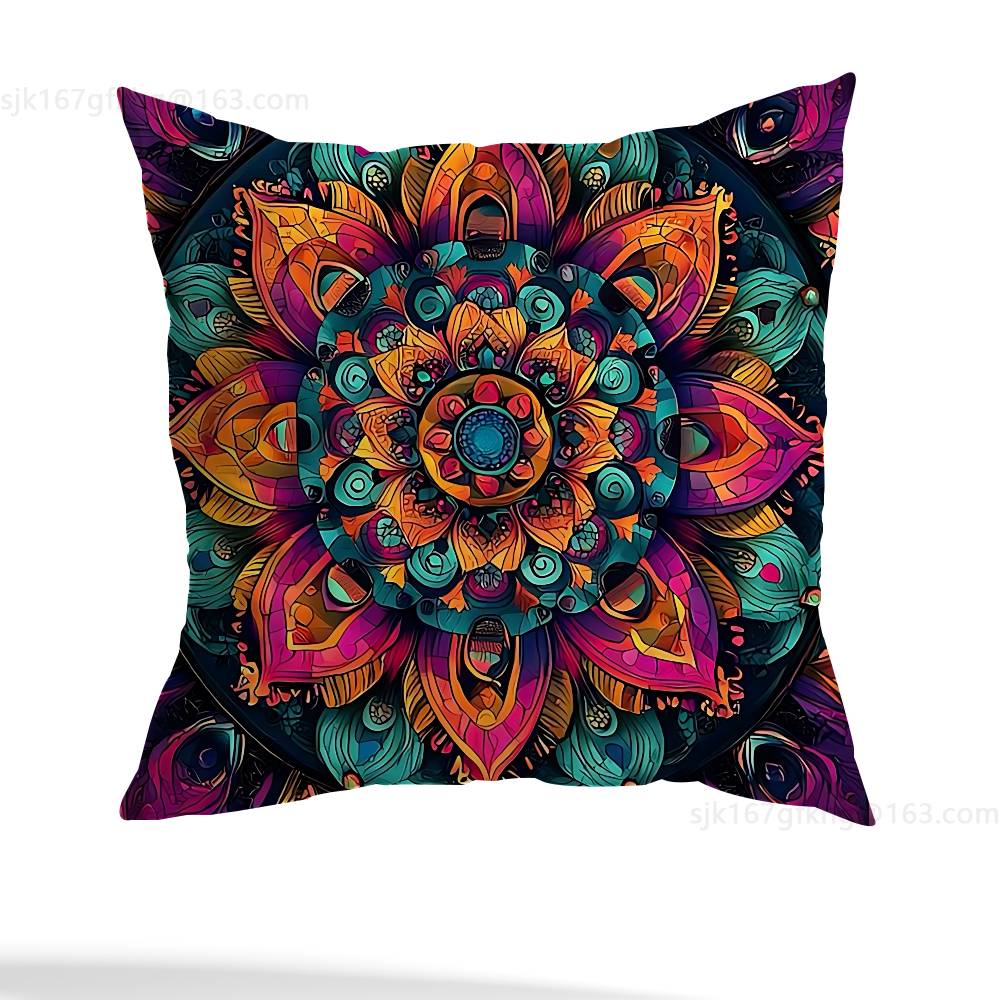 Flower Of Life Mandala Pillow Case Sofa Living Room Bedroom Headboard Backrest Cushion Square Cushion Nap Time
