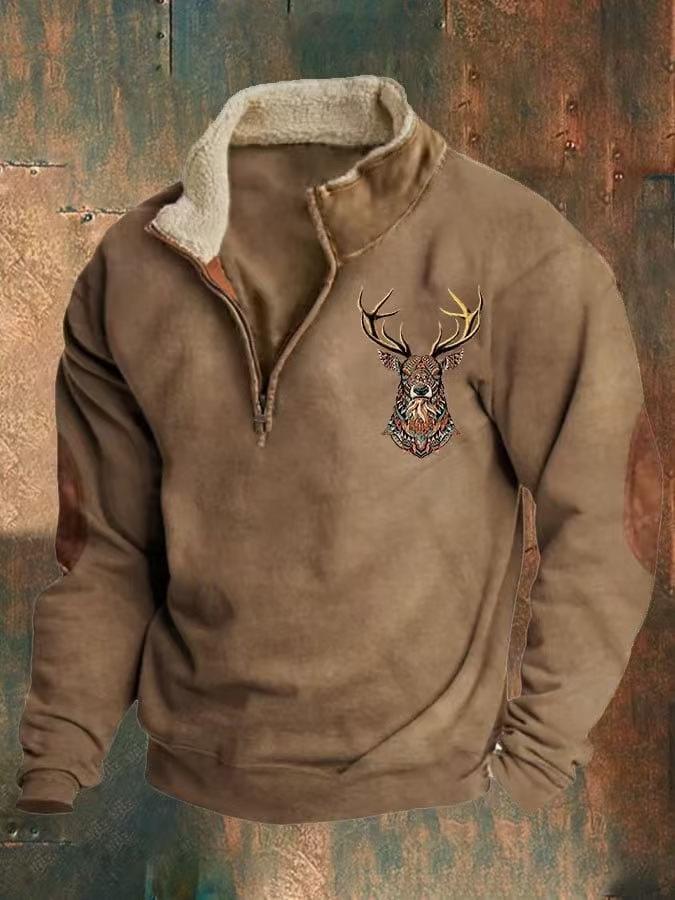 Men's 3D Print Half-Zip Long Sleeve Hoodie Jacket