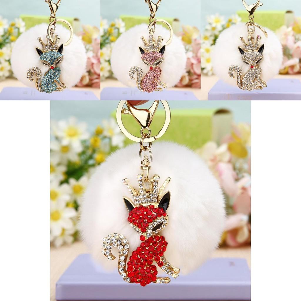 Creative Rhinestone Tiger Car Keychain Plush Accessory Beautiful Metal Keyring Gift