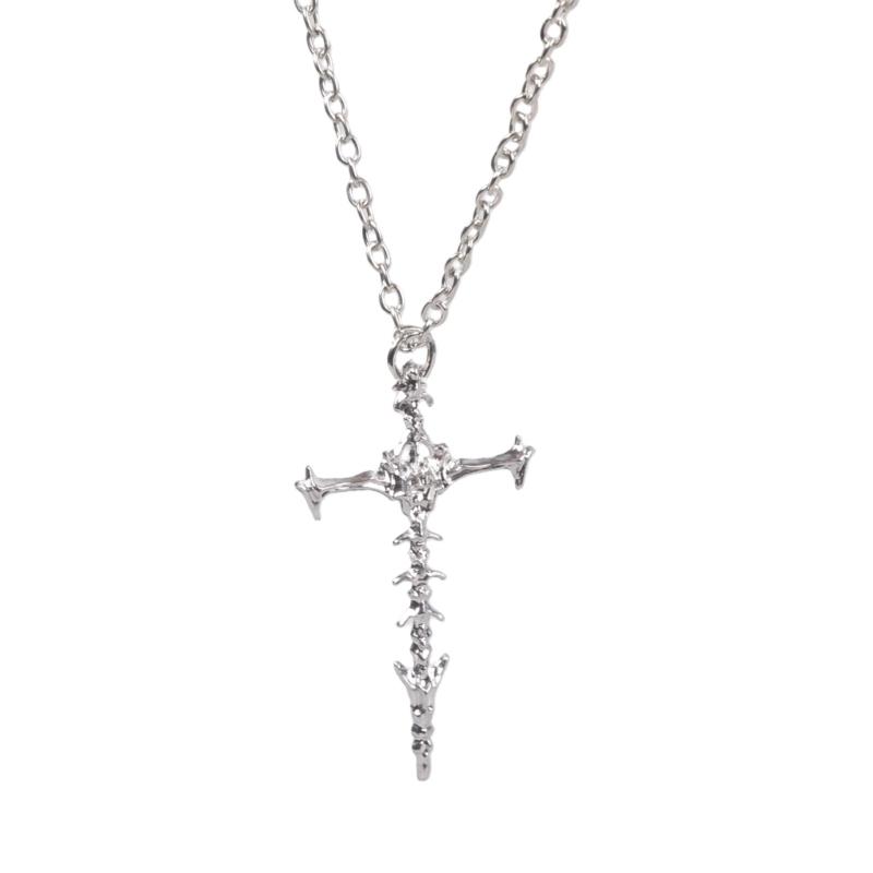 Unique Skull Bone Charm Necklace Stylish Unisex Accessory Alloy Collarbone Chain Jewelry For Daily Wear