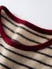 2025 Autumn/Winter Women's Color Block Stripe Cashmere Sweater - Loose Knit Round Neck Long Sleeve Fashion Base Layer