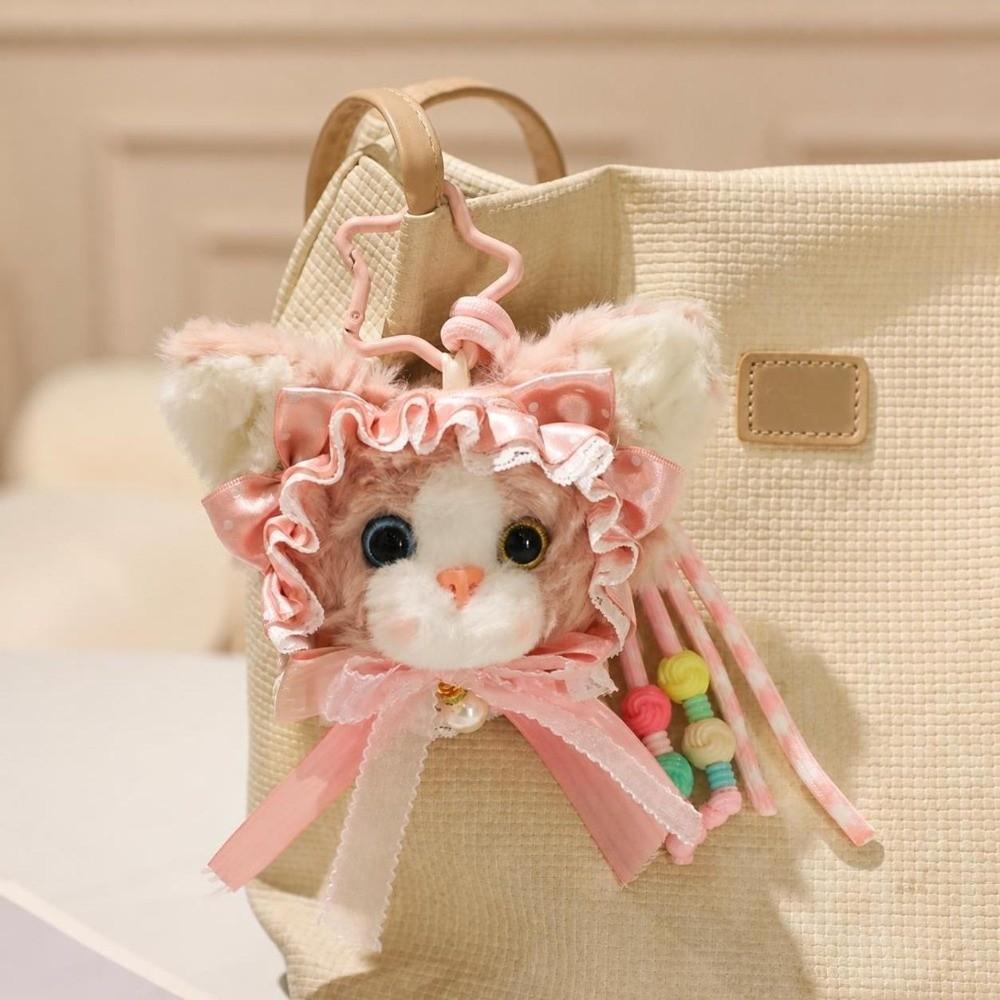 Vintage Cat Keychain Soft Plush Bag Charm Fashion Plush Doll  Girl Gift