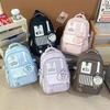 Color Block Student Schoolbag Women College Style Backpack