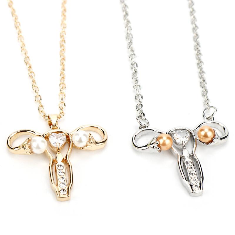 Stylish Modeling Uterine Necklace With Alloy Pendant And Chain Travel For