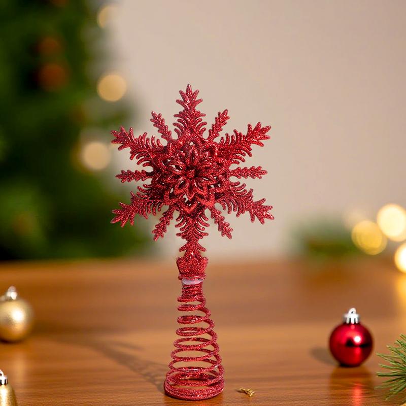 1Pc Gold Stamping Christmas Metal Exquisite Tree Top Star Party Decoration Snowflake Glitter Christmas Decoration