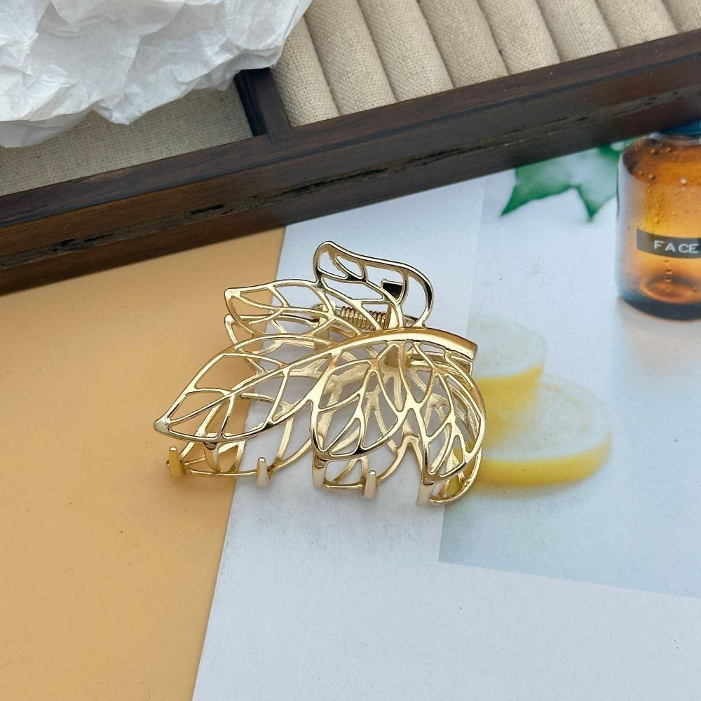 

1pc Fashion Boho Hollow Leaf Hair Claw Clip Large Metal Jaw Clip Thick Hair Elegant Nature Inspired Hair Accessories for Women золотистый