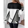 Blusa da donna Pullover Girocollo Contrasto di colore Patchwork Stampa geometrica Top