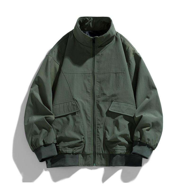 

Рабочая куртка Теплая куртка Мужская Весенне-осенняя Стойка воротник Повседневная Осенняя одежда Свободная и Красивая Летная лацкан Топ Осень 3XL