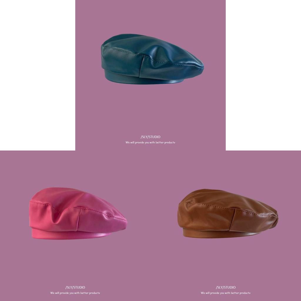 Beret Hat Women Pu Leather Fashion Hat For Street Style And Winter Warmth