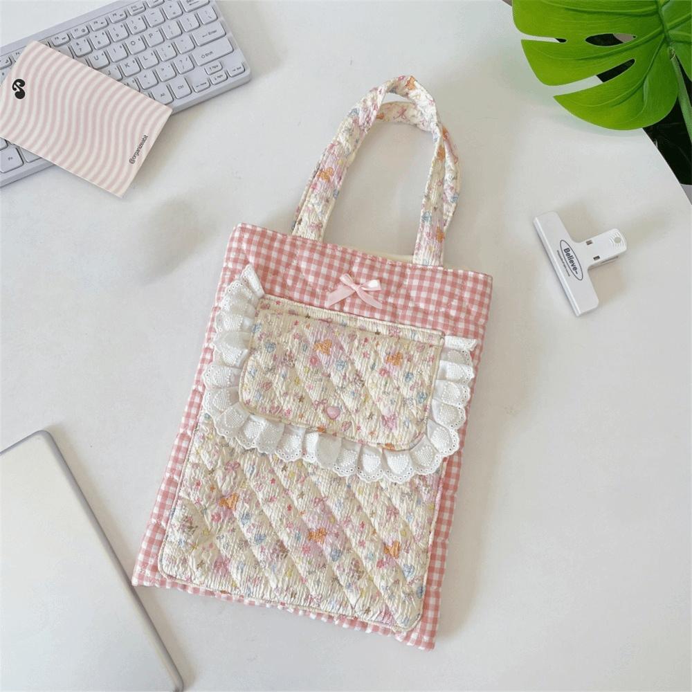 Shockproof Laptop Sleeve Case Lace Trim Tablet Shoulder Bag Universal Tablet Handbag розовый