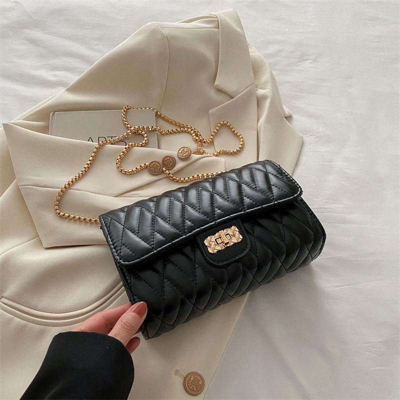 Elegant 2024 Trendy Pu Leather Crossbody Bag For Women Chic Small Square Bag Black