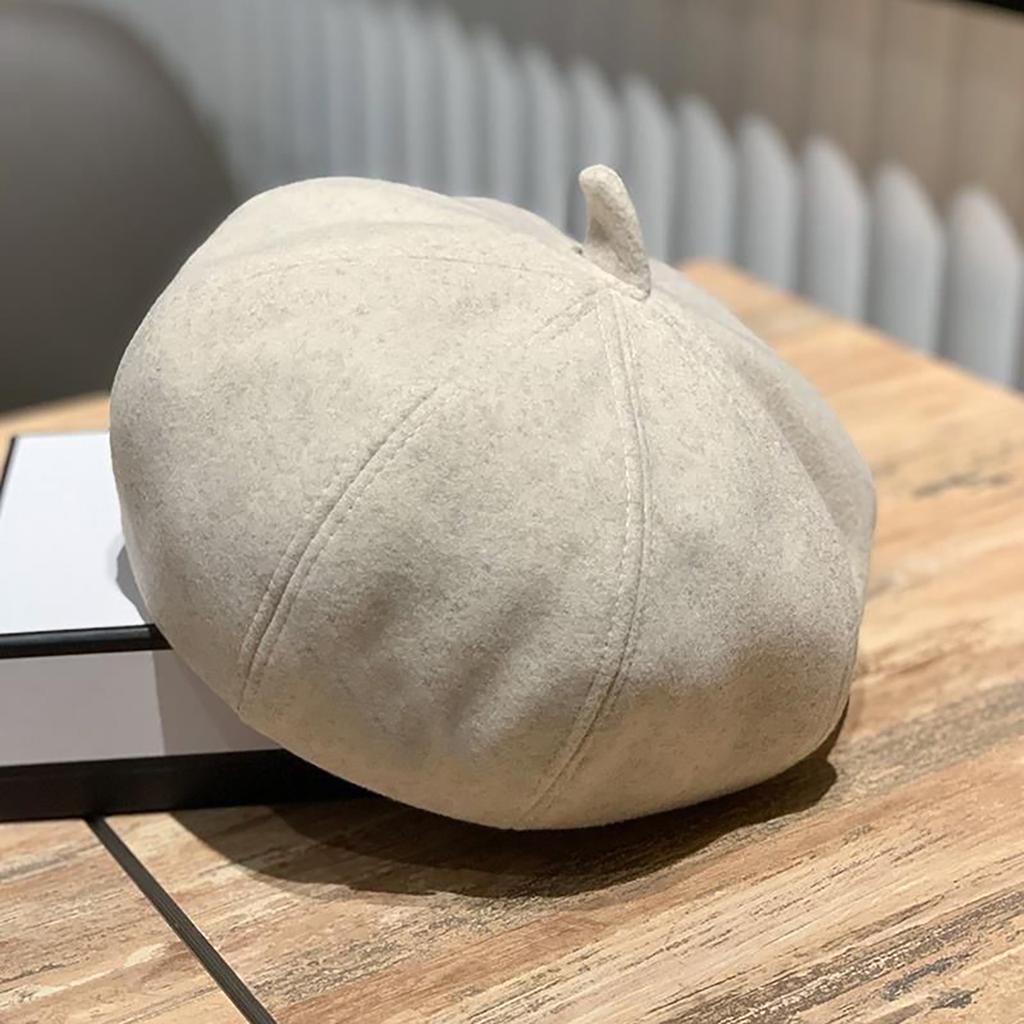 Winter Warm Wool Berets for Women Korean Solid Color Artist Painter Cap Female Lady Vintage Thermal Octagonal Caps