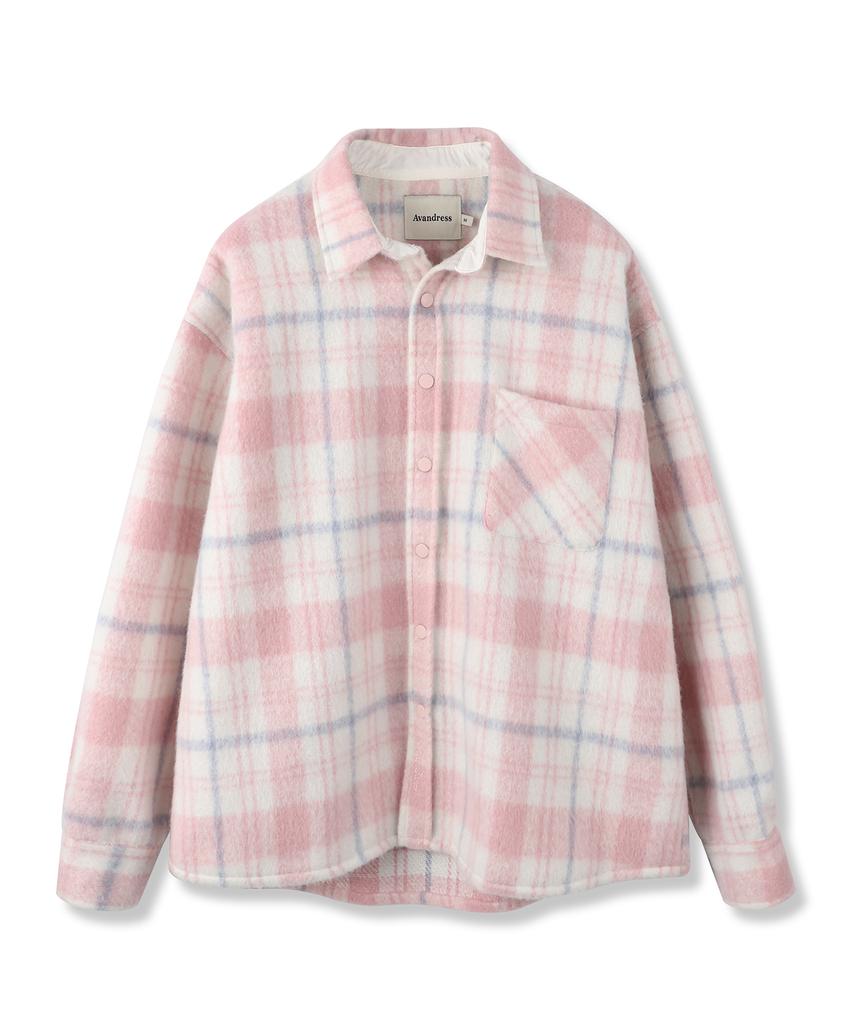 Avandress Albert Overfit Check Shirt Jacket Pink