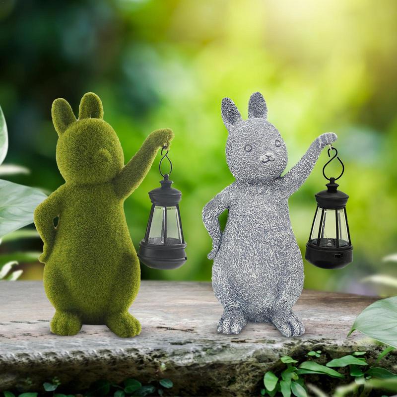 Bunny Solar Lights | Garden Statue Lights | Garden Outdoor Statue Lights Figurine Decoration Lights Outdoor Art Decor Lamp