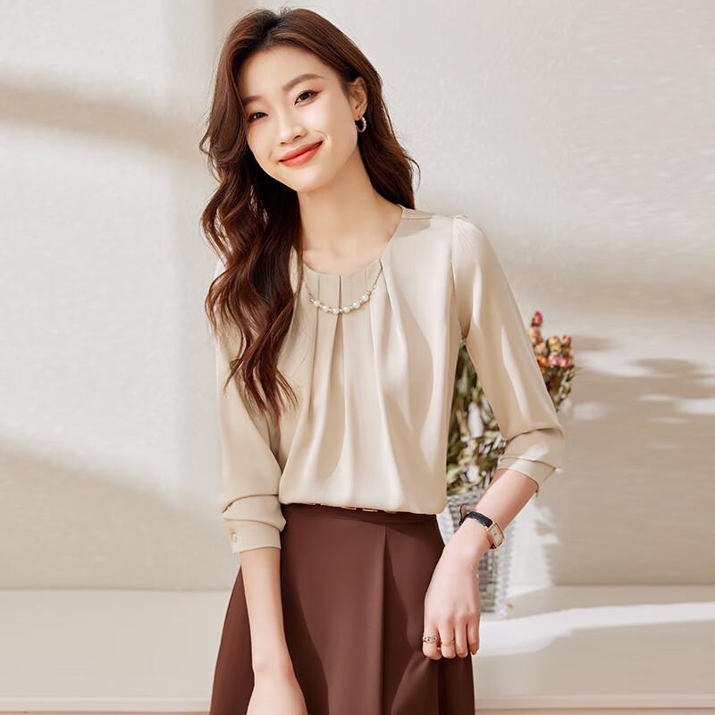 Teluoman Women's Elegant Imitation Acetate Satin Blouse