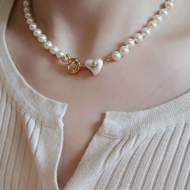 Empress Dowager's Pearl Saturn Necklace & Luxe Stud Earrings Set