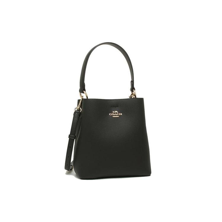 COACH Town Leather Bucket Bag, Portable Crossbody Bag, Shoulder Bag Small Women's Black 1011-IMLON