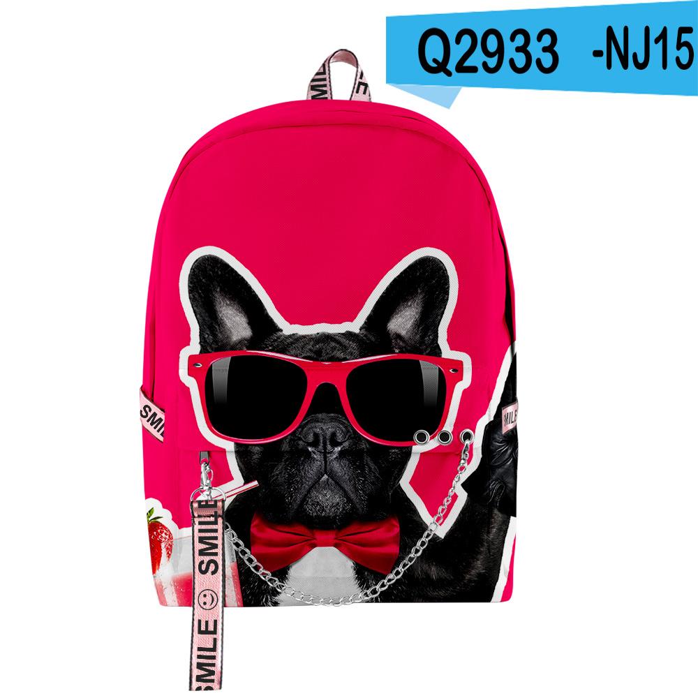 Classic Novelty Lovely French Bulldog School Bags Unisex 3D Print Oxford Waterproof Notebook multifunction Travel Backpacks